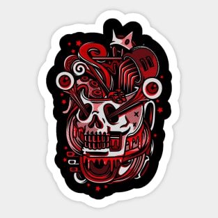 Skull Pop Art White Red Sticker